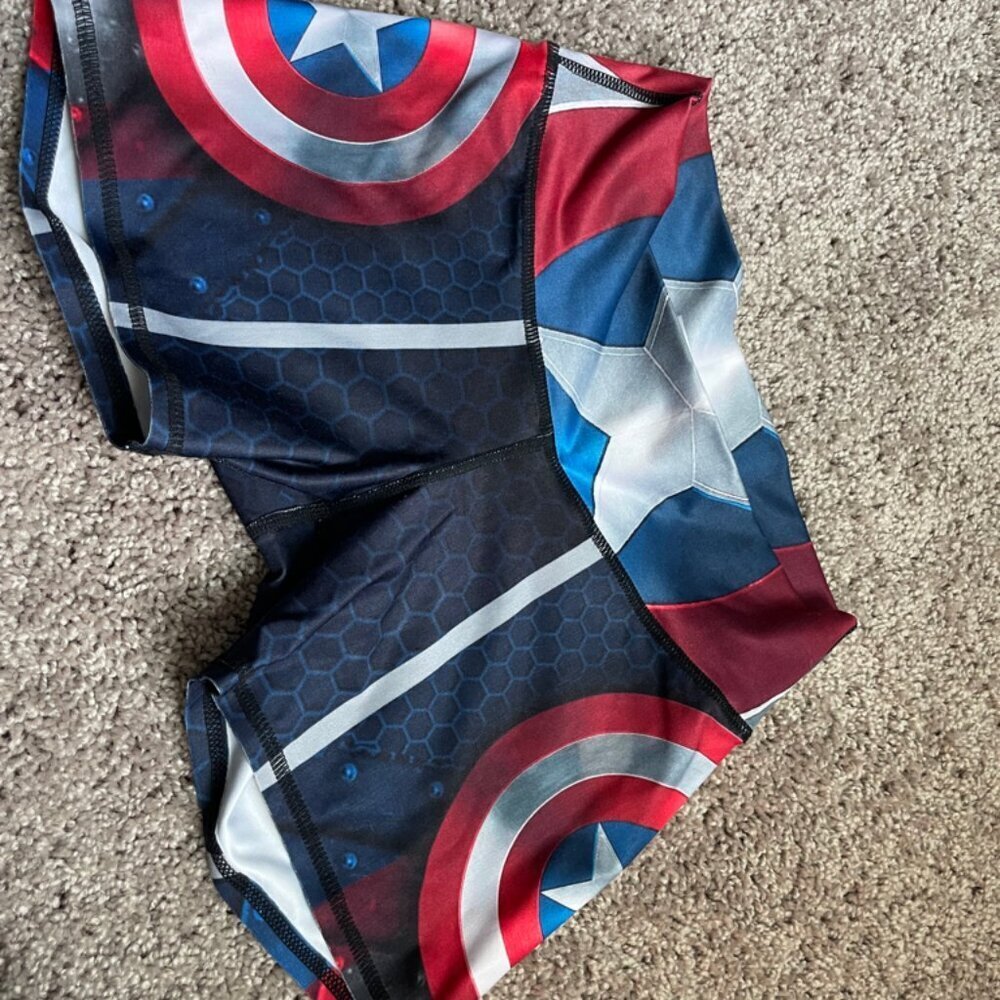 BOOTY LEGGINGS CAPTAIN AMERICA SZ S MADE IN COLOMBIA BUTT LIFT TUMMY CONTROL - Picture 8 of 9